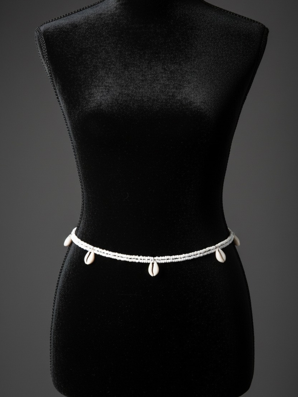 White Cowrie Bead Waist Chain
